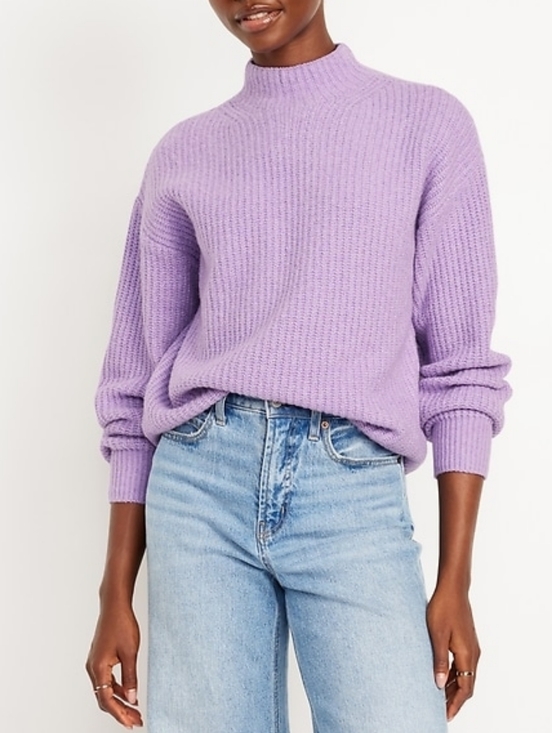 Old Navy Sweaters - 2X • Old Navy • Lilac Ribbed SoSoft Cropped Mock-Neck Sweater